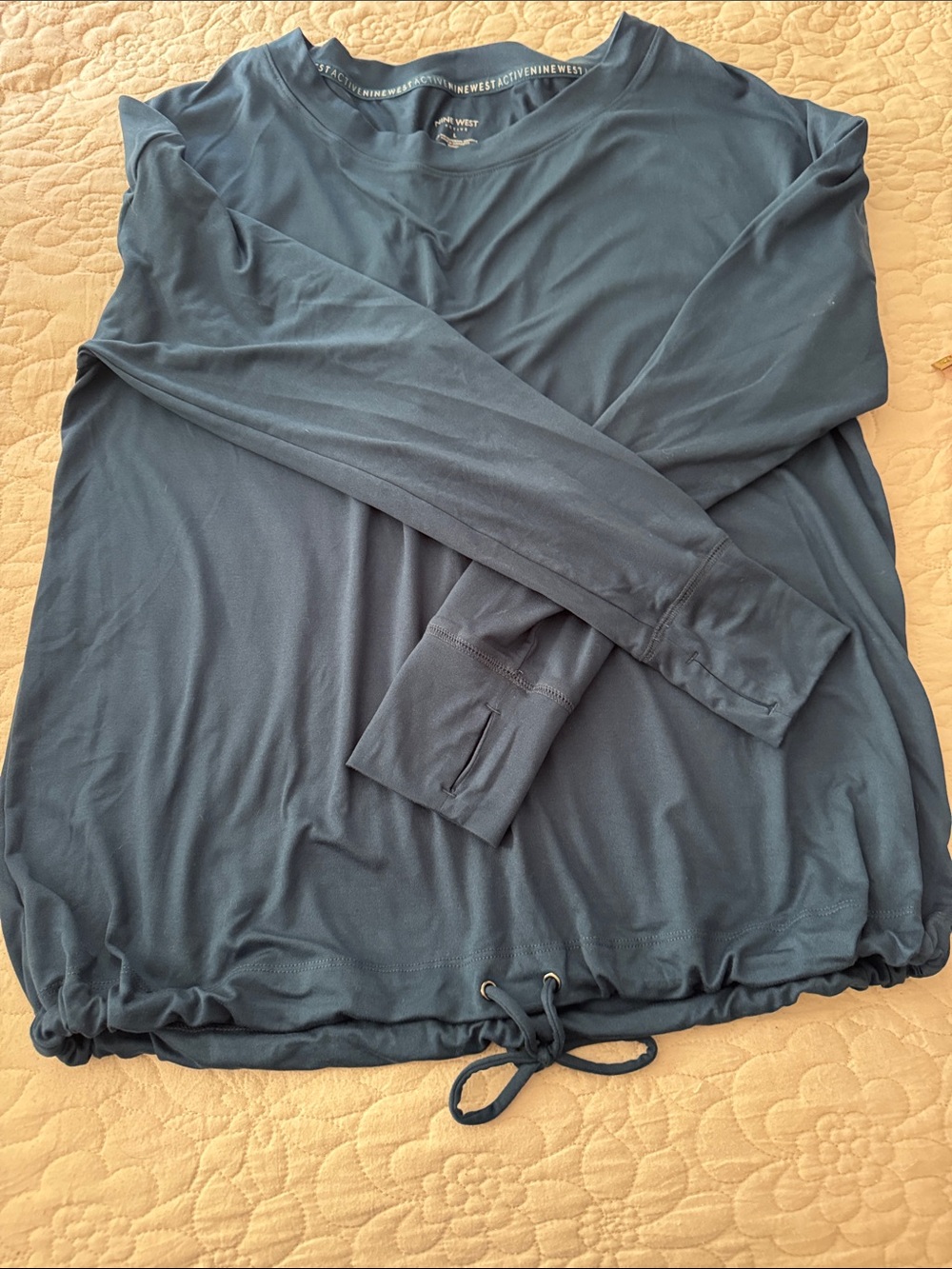 Nine West Women's Dark teal Long-Sleeve Athletic Lounge Pullover